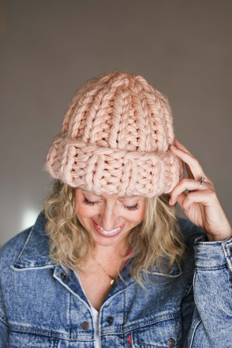Knit Flat Chunky Hat Knitting Pattern MakeAndDoCrew