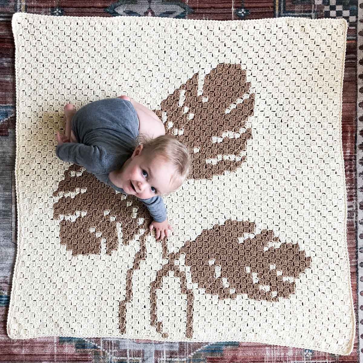 Monstera C2C Blanket Crochet Pattern MakeAndDoCrew